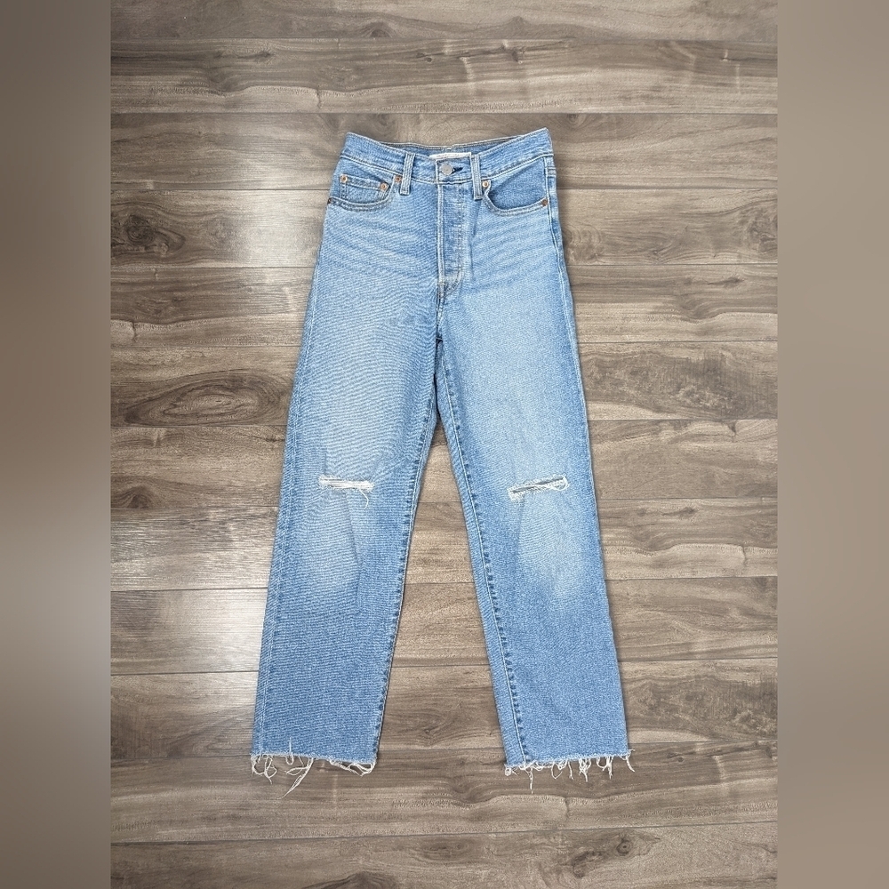 Levi's Ribcage Straight Ankle Jeans Size 24 Cotton Blend Stretch